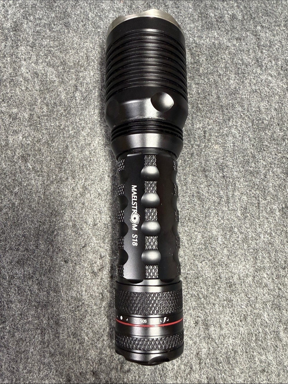 4Sevens Maelstom S18 Black Flashlight with Red Accent Ring